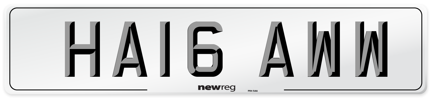 HA16 AWW Number Plate from New Reg